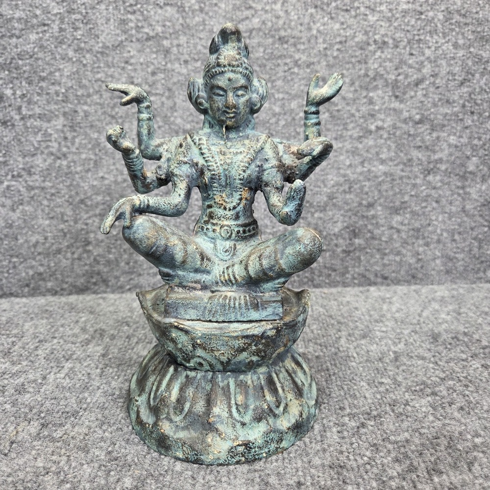 Vasudhara‎ Figure Statue Vintage Cast Iron Hindu Buddhist 6 Armed Goddess Kali